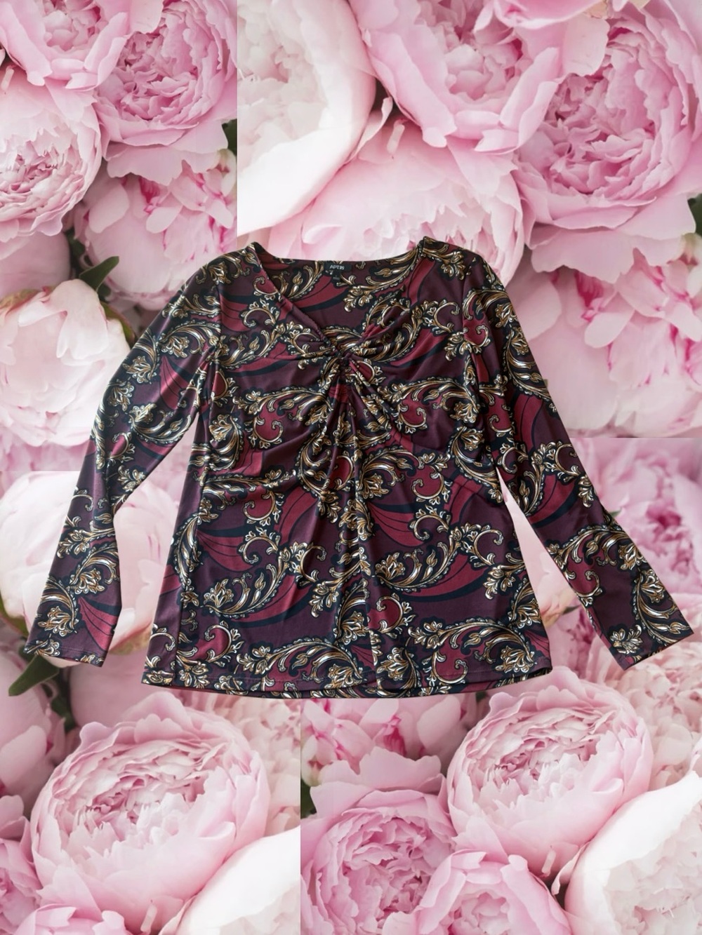 Apt. 9 Long Sleeve Patterned Blouse